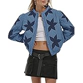 Gacaky Women's Lightweight Floral Embroidered Cropped Quilted Jacket Winter Warm Button Down Puffer Jacket Coat with Pockets