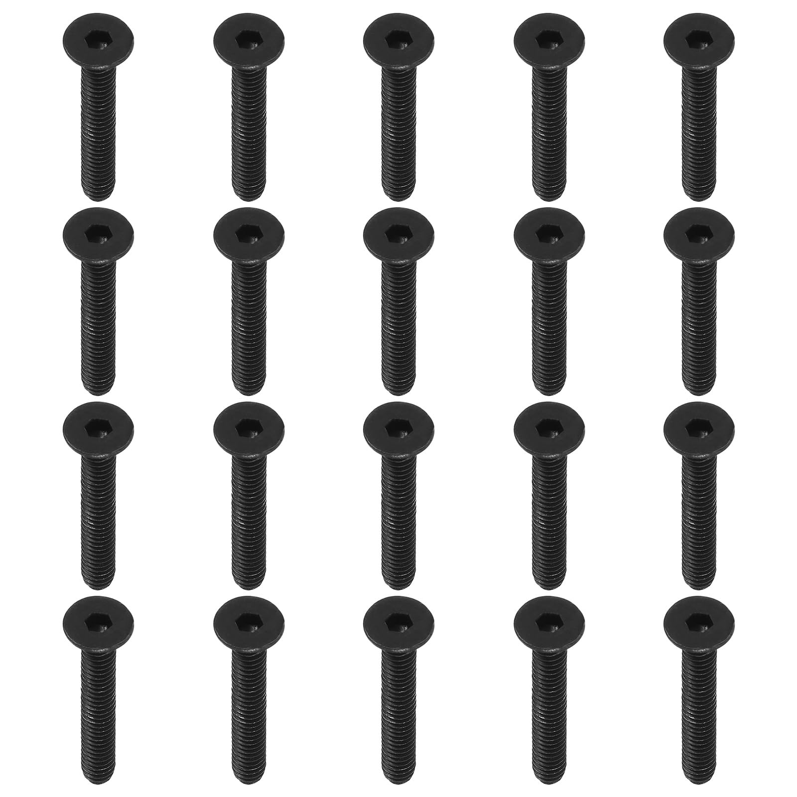 PATIKIL 1/4-20 x 1-3/4" Flat Head Socket Cap Screws, 20 Pack Flat Countersunk Bolts Carbon Steel Hex Socket Drive Machine Screws Full Thread Black Oxide Grade 10.9