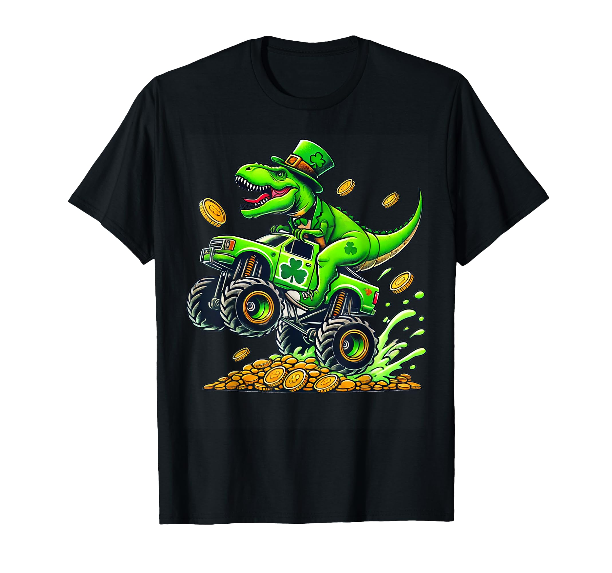 Photo 1 of ***See Notes***Boys Monster Truck T-rex Leprechaun St Patricks Day Kids T-Shirt Size: 4T Toddler, BLUE