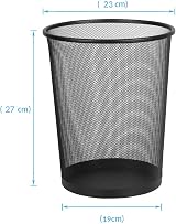 DIVCHI Round Trash Can Bin 1 Pack Black Non-Slip Mesh Metal Waste Paper Bin view 4