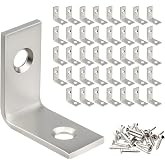 WellMade 1 Inch Stainless Steel L Brackets - 40 Pack Corner Braces for Shelves, Furniture, Cabinets - Rustproof &amp; Easy Installation with 80 Screws