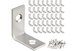 WellMade 1 Inch Stainless Steel L Brackets - 40 Pack Corner Braces for Shelves, Furniture, Cabinets - Rustproof & Easy Installation with 80 Screws
