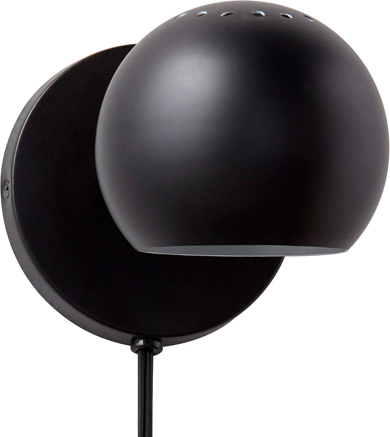  Brand – Rivet Mid Century Modern Wall Mounted Plug-In Sconce Light, 7.25"H, Matte Black - - 