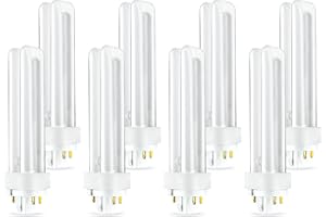 CIRCLE (8 Pack) PLC-18W 835, 4 Pin G24q-2, 18 Watt Double Tube, Compact Fluorescent Light Bulb, Replaces SYLVANIA 20672 - CF18DD/E/835/ECO and Philips 38332-3- PL-C 18W/835/4P/ALTO (3500 Kelvin, Soft White)