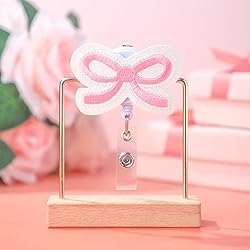 Wavwavw 1 Pcs Pink Bow Badge Reel Coquette