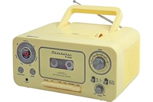 STUDEBAKER Portable Stereo CD Player with Bluetooth, AM/FM Stereo Radio and Cassette Player/Recorder (Yellow)
