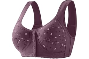 Gaexia Daisy Bras for Older Women Front Closure Comfortable Bra for Seniors Comfort Bras for Elderly No Wire Cotton Bras