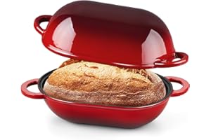 Onader Enameled Cast Iron Dutch Oven, 2.8QT Dutch Oven Pot with Lid for Sourdough Bread Baking, Oval Meatloaf Pan, Heavy Duty