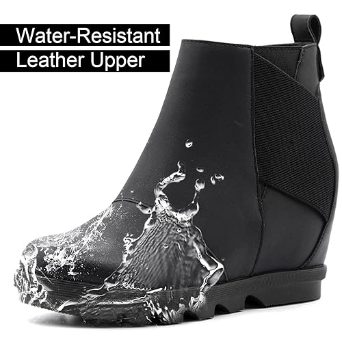Athlefit Women's Wedge Boots Comfortable Ankle Wedge Booties With