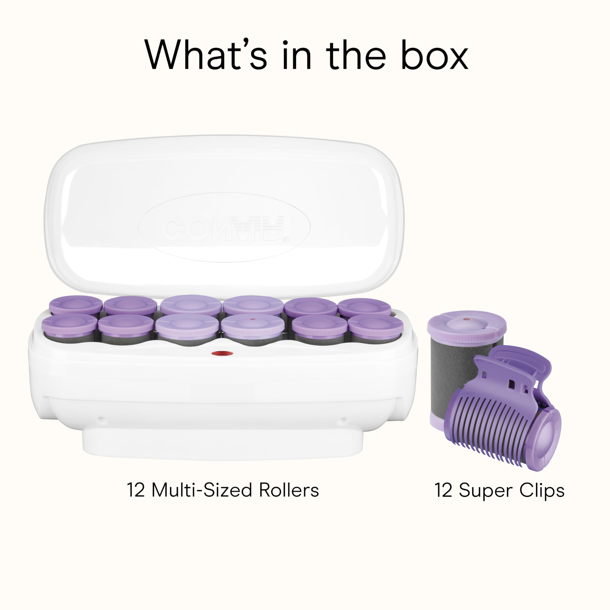 Conair Hot Rollers for Long, Medium & Short Hair, 12 Ceramic Flocked 1½-Inch and 1¾-Inch Heated Hair Rollers with Clips, Hot Curlers for Women, Volume & Curls, Amazon Exclusive