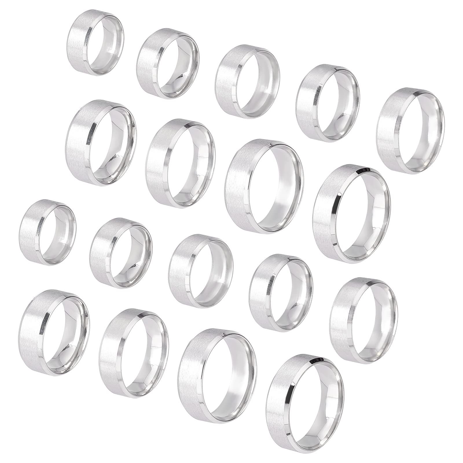UNICRAFTALE 18pcs Stainless Steel Plain Ring - 9 Sizes, Laser Inscription Blank Finger Ring for Bracelets, Necklaces & Jewelry Making