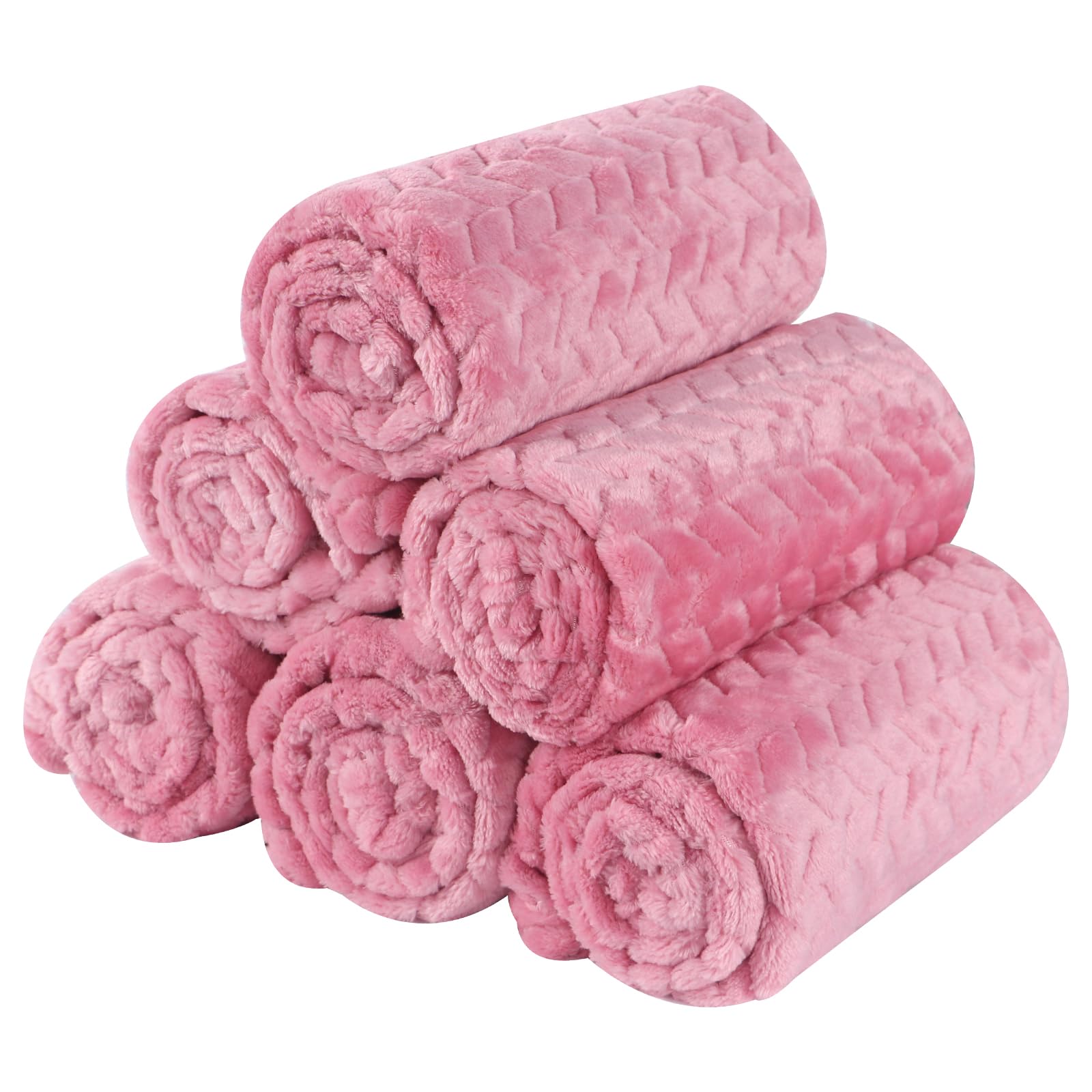 BVAGSS 6 Pack Small Dog Blanket, Super Soft Warm Pet Cover Blankets, Puppy Fleece Flannel Blanket for Small Medium Dogs Cats XH075 (76 x 52 cm, Pink Wheat Ears) — image 1