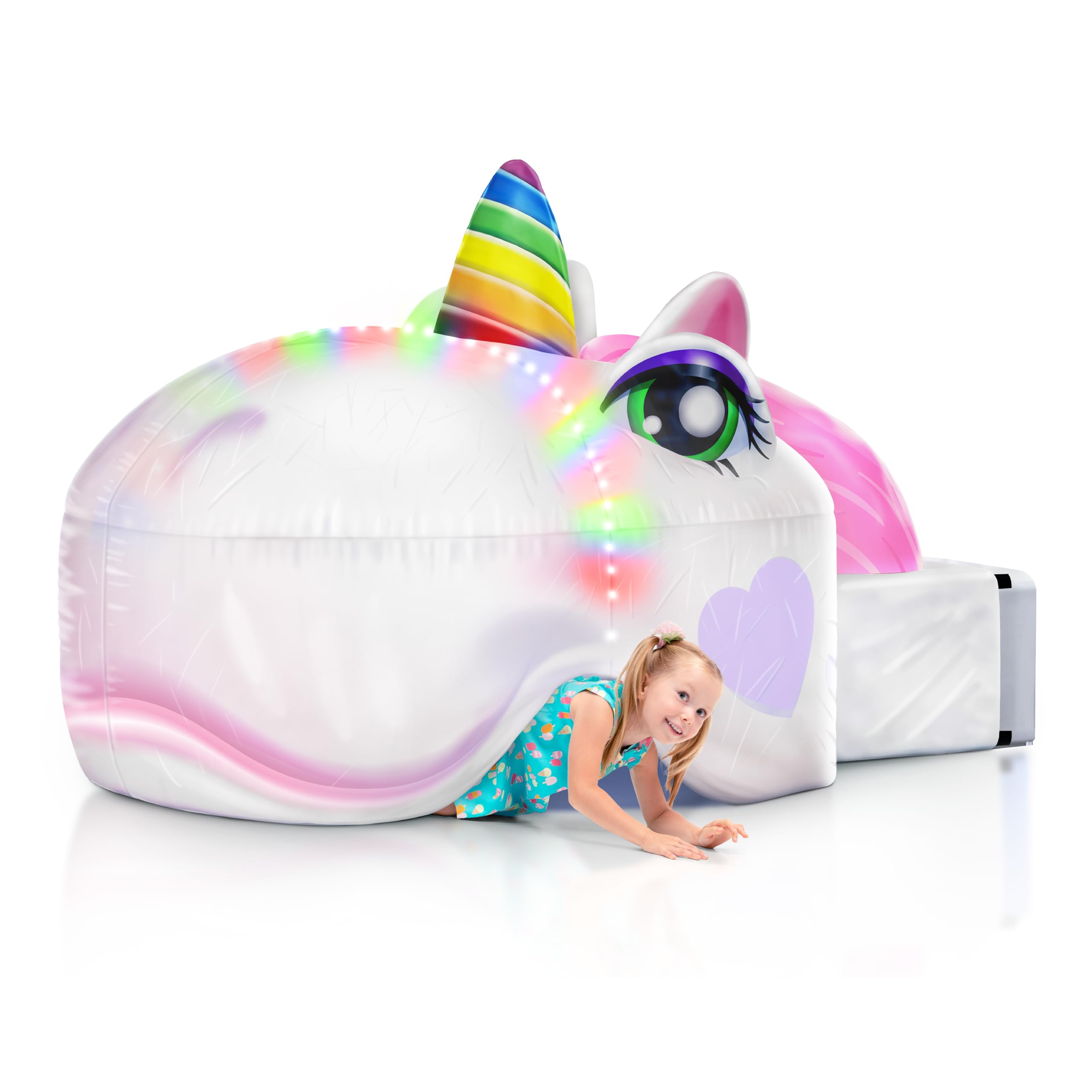 Photo 1 of Light-Up Air Tent, Inflatable Blow Up Tent - Unicorn Toys, 30 Seconds Setup - Kids Toys, Age 3 4 5 6 7 8 Years Old - Fort Building - Birthday Gift Idea for Boys and Girls Ages 4-6 (Unicorn)