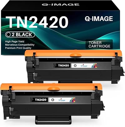 Q-image Black Toner TN2420 2410 Replacement for Brother HL MFC Printers 2 Pack