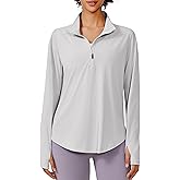 PINSPARK Long Sleeve Workout Tops for Women UPF 50+ Sun Protection Shirts Half Zip Quick Dry Athletic Running Hiking Golf