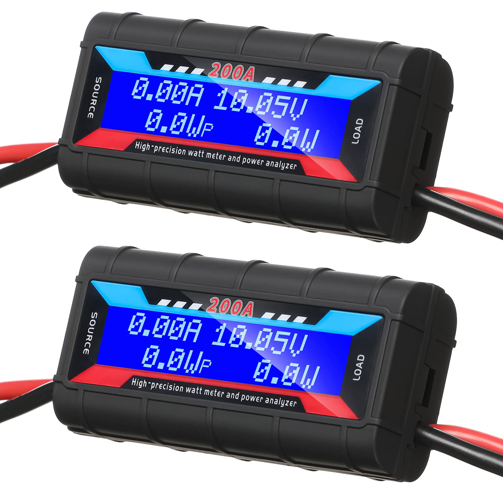 Photo 1 of Yunsailing 2 Pcs 200A High Precision Watt Meter Power Analyzer Battery Consumption Performance Monitor Amp Meter Monitor with Backlight Digital LCD Screen for RC Solar Voltage Current Power (60V)