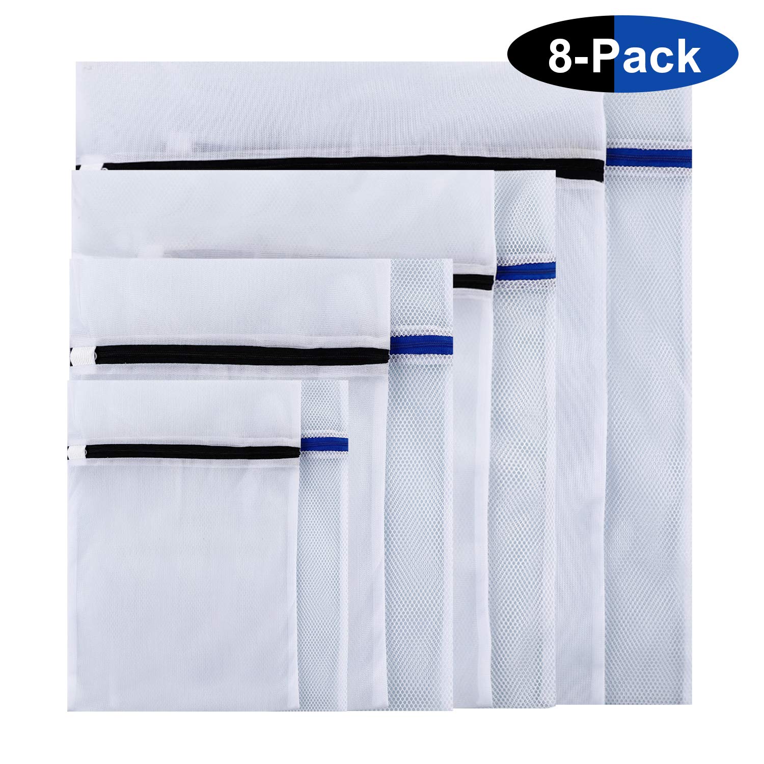 8er Wäschenetz Set Wäschesäcke für Waschmaschine mit Reißverschluss