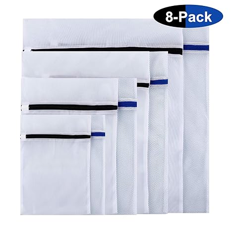 8er Wäschenetz Set Wäschesäcke für Waschmaschine mit Reißverschluss