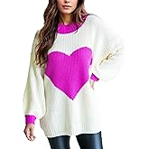 Valentine Sweater for Women Gifts for Her Batwing Sleeve Crewneck Cute Heart Oversized Sweater Womens Casual Pullover Tops
