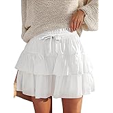 JEKAOYI Shorts for Women Ruffled Tiered Pleated Mini Skirts Boho High Waist Flowy Comfy Tennis Golf Skorts