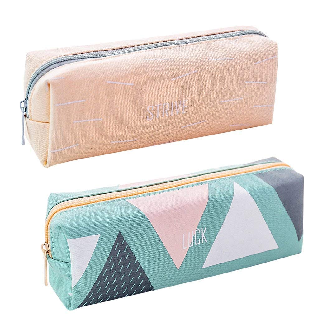 Morkia Trousses Scolaire, 2 Pièces Trousse École Papeterie Pouch,Multi-Functional Étui à Crayons pour Stylos, Crayons, Stylos à Gel, Marqueurs et Autres Fournitures Scolaires (Verte + Rose)