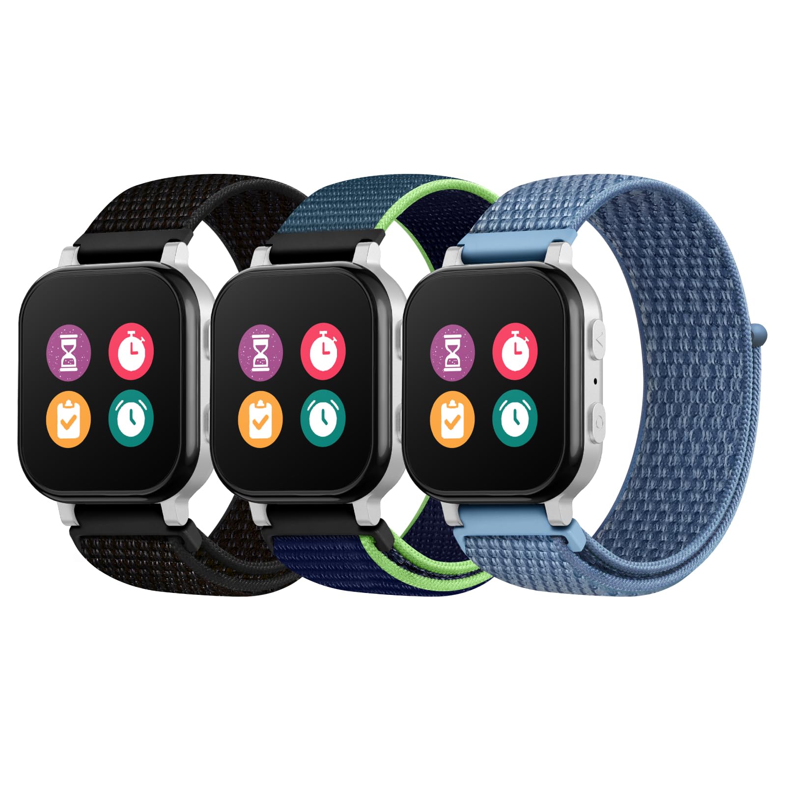 Photo 1 of 3 Pack Kids Nylon Bands Compatible with Gizmo Watch 3 2 1/Gabb Watch 3e 3 2 1/Sync UP/Cosmo Jr Track Watch, 20mm Hook & Loop Soft Breathable Velcro Watch Band for Boys & Girls