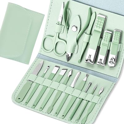 Start Makers 16 in 1 Manicure Set Stainless Steel with Case Green
