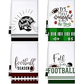 Mixweer 4 Pcs Football Dish Towels Football Kitchen Hand Towels Rugby Dish Cloths Absorbent Vibrant Color Hand Towels Tea Dish Washcloths for Cooking Baking Housewarming 15.75 x 23.62 in