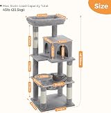 PAWZ Road 116cm Cat Tree Indoor Tower with 4 Sisal Posts Grey M view 2