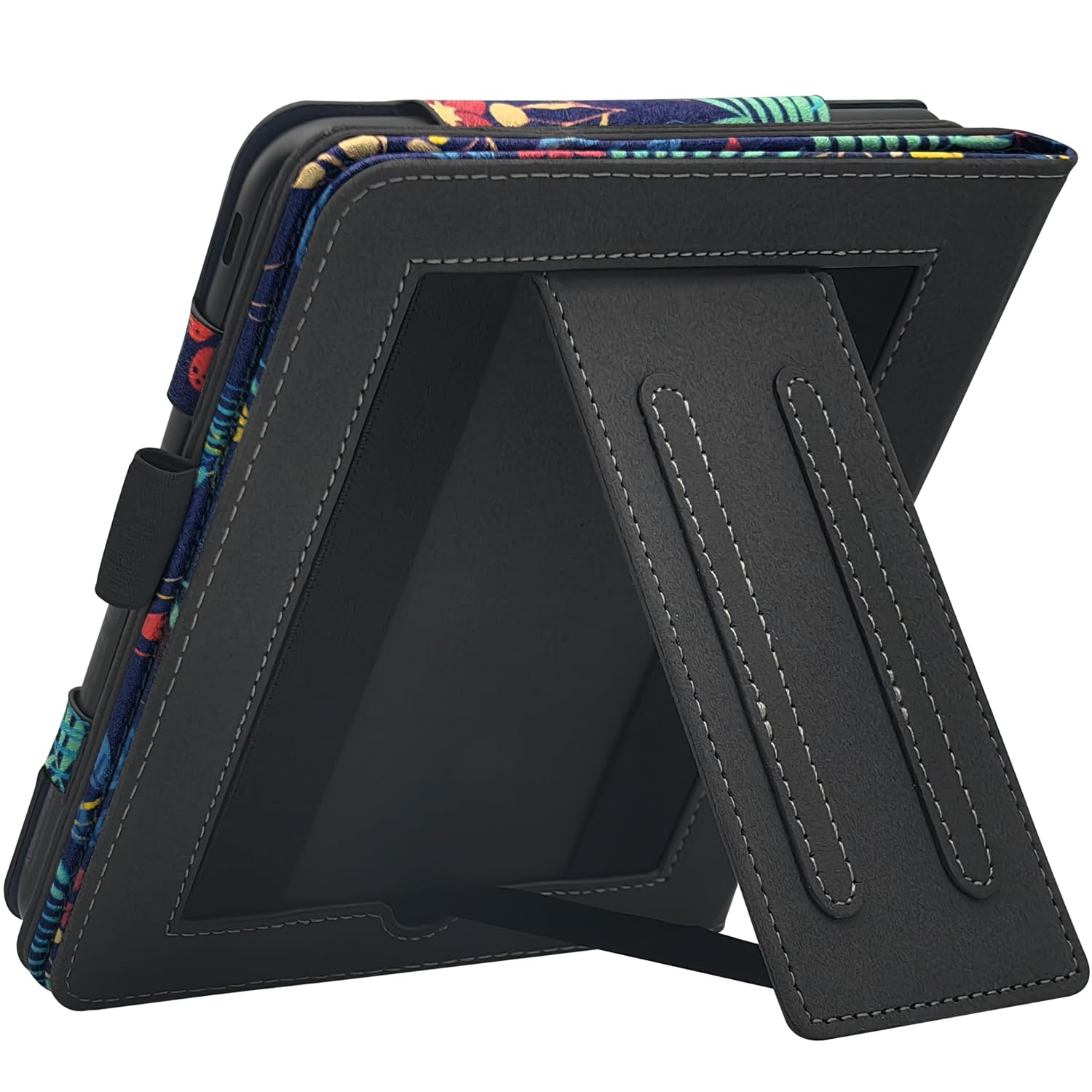 Double Stand Case for 7'' Kobo Libra Colour/Libra 2 Cover with Auto Sleep&Wake/Double Hand Strap/Magnetic Closure fits Kobo Libra e-Reader (Jungle Flower)