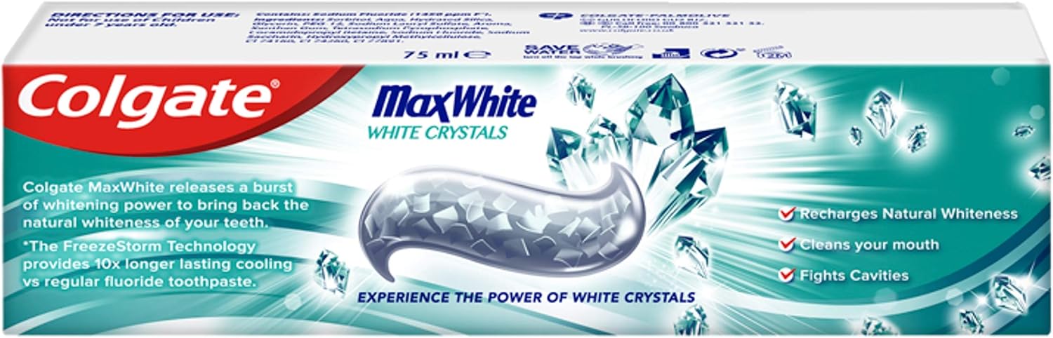 Colgate Max White White + Crystals Toothpaste 75ml, Freshness Powered by UltraFreeze, 10x Longer-Lasting - Image 4