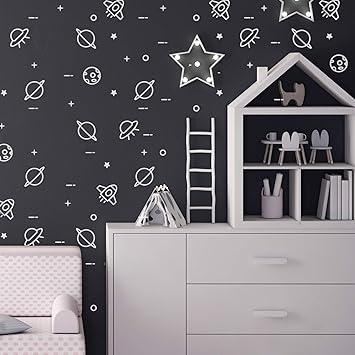 Amazon Com Set Of 48 Vinyl Wall Art Decal Outer Space