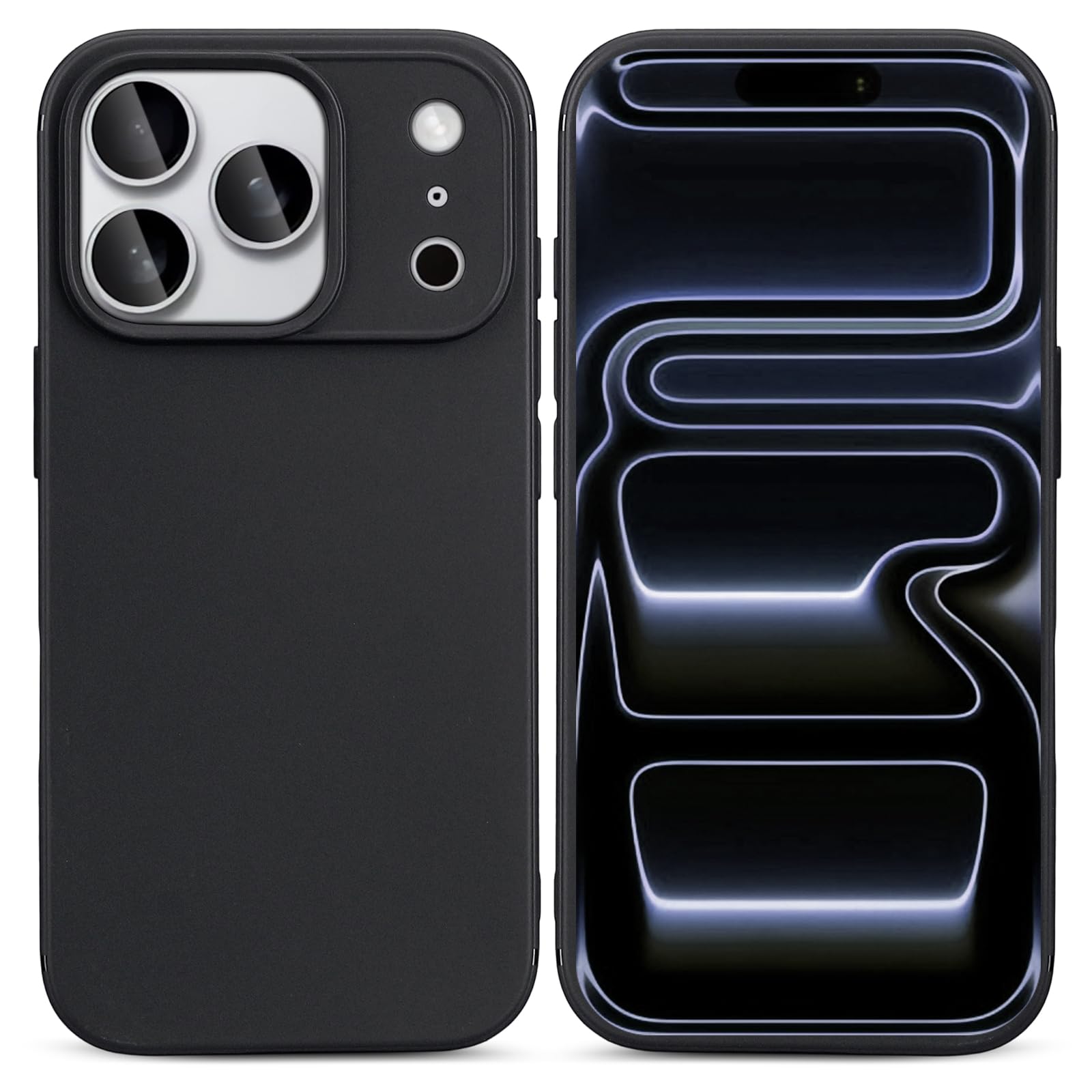 Photo 1 of TENOC Phone Case Compatible with iPhone 17 Pro, Black Case Anti-Fingerprint Protective Bumper Matte Cover for 6.3 Inch