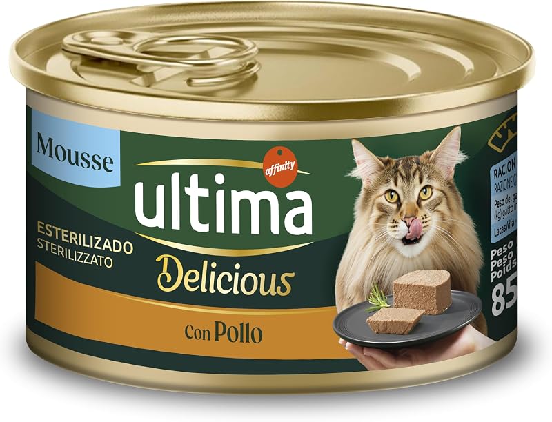 Ração úmida para gato ultima fit & delicious - mousse com frango: 24 latas de 85g