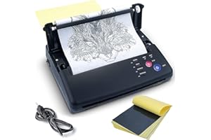 Sacnahe Tattoo Transfer Stencil Machine Copier Printer Thermal Tattoo Kit Copier Printer With 20pcs Tattoo Stencil Transfer Paper, Black（ Not Wireless）