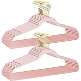 Pink Clothes Hangers 16", 20 Pack Plastic Clear Coat Hanger for Adult Closet, Durable Bling Ganchos de Ropa with Swivel Hook, Notched Shoulders & Ultra-Thin Space Saving Laundry Hanger for Dress Suits