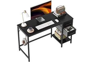 CubiCubi Computer Desk with 2 Drawers, 40 Inch Small Home Office Desk with Storage Study Writing Table, Modern Black