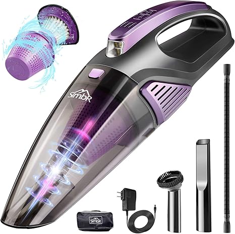 Amazon Com Simbr Handheld Vacuum Cleaner Cordless 7000pa High Power Car Vacuum Cleaner Led Light Quick Rechargeable 2500mah Battery Wet Dry Portable Vacuum Hand Held For Car And Home Stainless Hepa Filter