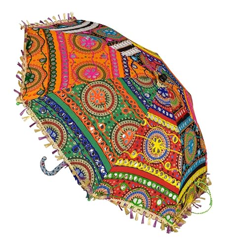 Lal Haveli Embroidery Work Design Cotton Party Decorations Beautiful Umbrella 21 x 26 inches