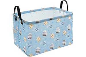 KUNRO Bunny Easter Basket for Kids Reusable Toy Bin Waterproof Storage Organizer for Nursery Hamper Blue Easter Basket For Boy Hunt Bags for Eggs Toys Party Favor Best Gift for Easter