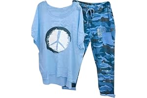 GENERIC Two Piece Outfits for Women 2023 Summer Linen Sets for Women 2 Piece Pants and Tops Casual Comfy Plus Size Sets