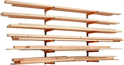 BORA PBR-001 6-Level Metal Wall Mount Wood Organizer Lumber Storage Rack Orange