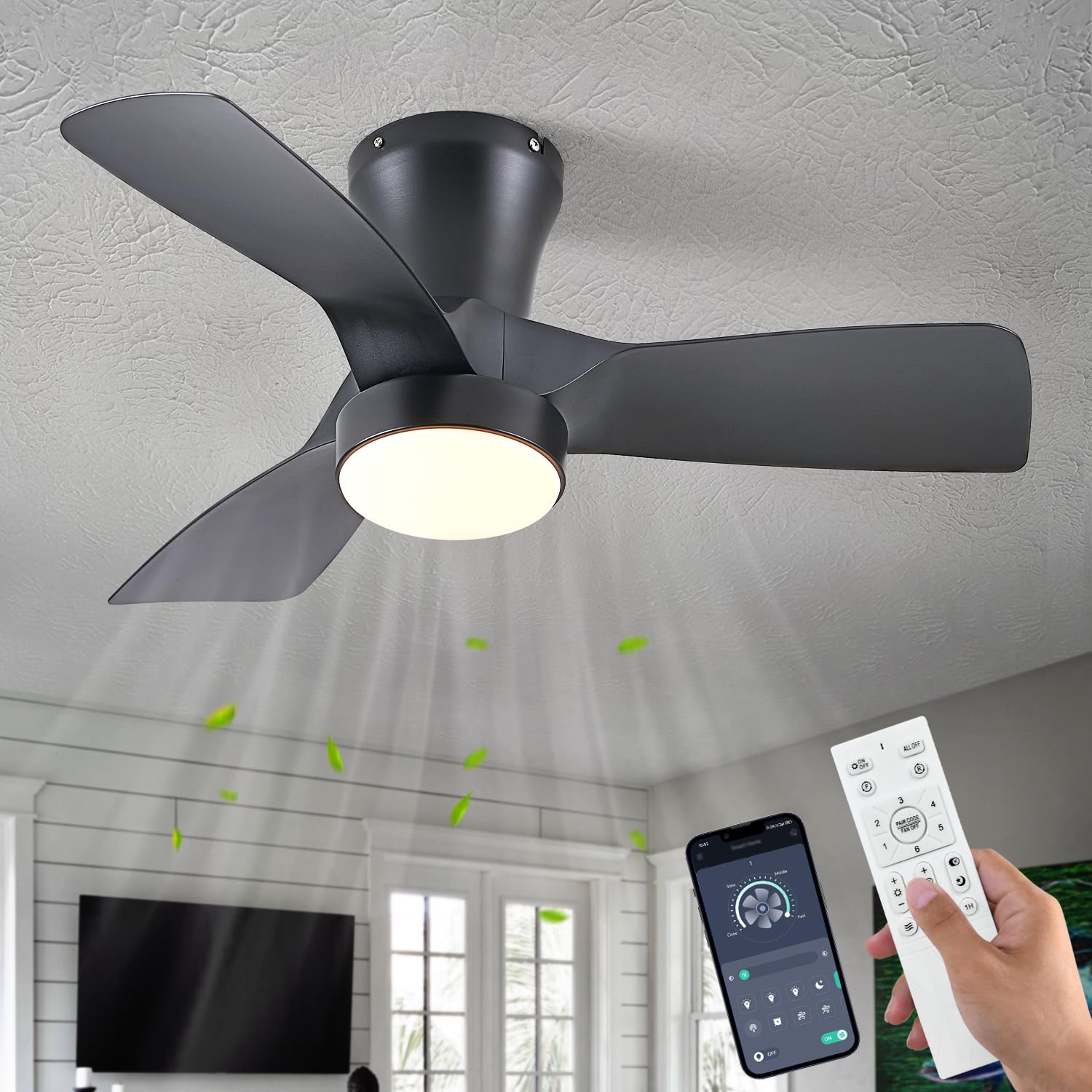 Dalouguan 31 inch Low Profile Ceiling Fans with