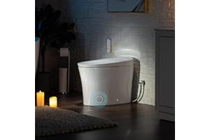 WOODBRIDGE B0970S One Piece Elongated Smart Tankless Bidet Toilet, ADA Height, Auto Flush, Foot Sensor Operation, Heated Seat with Integrated Multi Function Remote Control in White