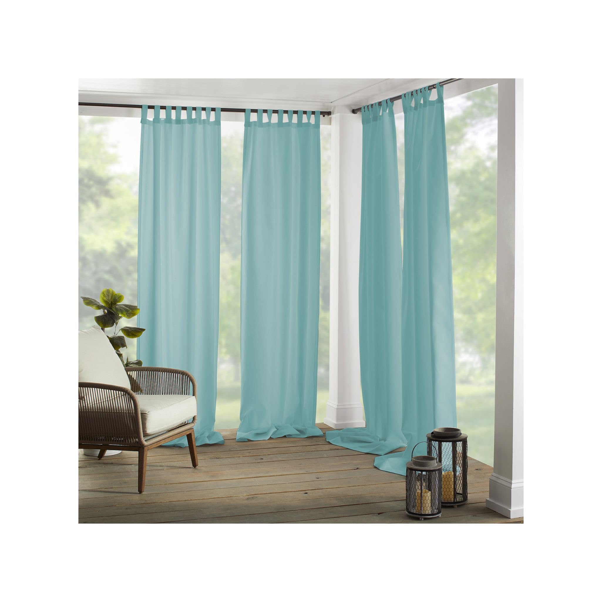 Photo 1 of *1 PANEL ONLY** Elrene Home Fashions Matine Weatherproof Tab-Top Indoor/Outdoor Solid Color Curtain Panel for Porch, Pergola, Patio, Deck, 52”W x 84”L, Mineral