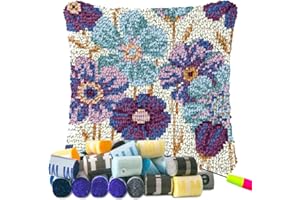 YOOTOM Latch Hook Pillow Kits for Adult, DIY Embroidery Latch Hook Kits Craft 17x17in, Home Decor & Gift