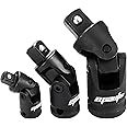 EPAuto Impact Universal 1/2", 3/8", and 1/4" Universal Joint Ball Spring Socket Swivel Set, Cr-V, 3 Pieces