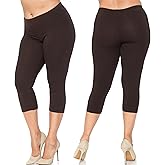 Made in The USA - Women's Skin Smoothing Plus Size Solid Basic Cotton Capri