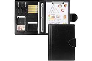 Toplive Leather 3 Ring Binder Padfolio Portfolio Folder, Business Interview Resume Portfolio A4 Size Document Organizer with 