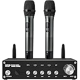 Wireless Microphone System Dual UHF Handheld Mics, Cordless Karaoke Microphone System, Bluetooth Microfono Inalambrico 200FT for DJ, Home KTV Set, Meeting, Church, Party, Wedding